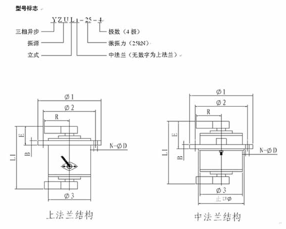 YZUL立式振動電機安裝圖 YZUL立式振動電機安裝圖